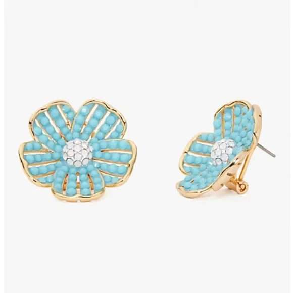 NWT KATE SPADE ♠️ GLISTENING PETALS FLOWER STATEMENT EARRINGS - Picture 2 of 10